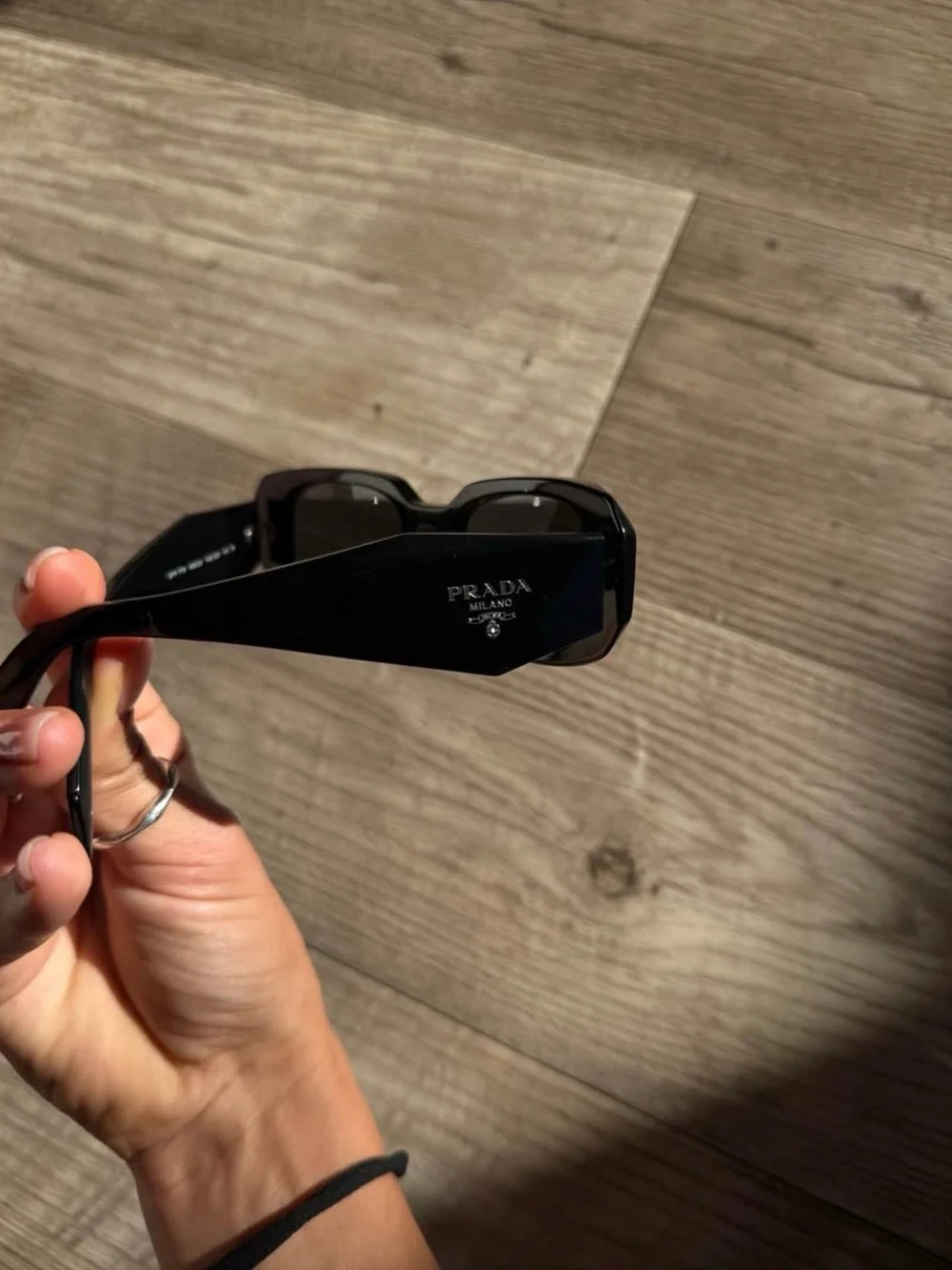 PRADA Black Rectangular Sunglasses with Case